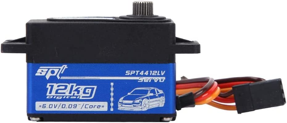 Servo Digitale SPT4412LV 12KG in Metallo per Auto RC | Alta Durata | Facile da Installare | Anti-interferenza Forte, Blu