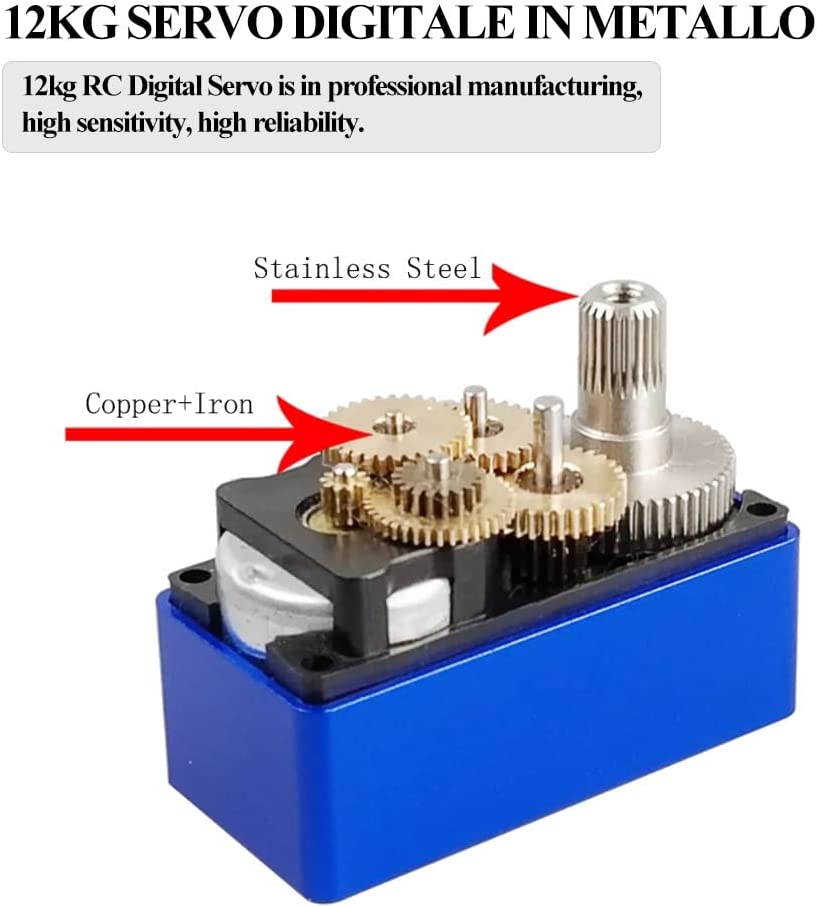 RC Car Digital Servo SPT4412LV 12KG Metal Digital Servo with Gears Suitable for RC Car Upgrade Parts