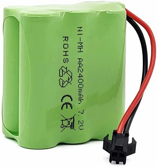 Batteria RC NiMH 7.2V 2400mAh batteria AA ricaricabile con cavo di ricarica USB e connettore SM 2P, per auto RC serbatoio RC barche RC.