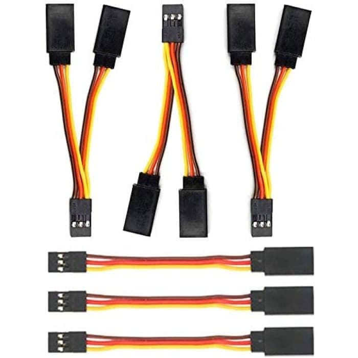 6 Pezzi Estensione Servo Extension Cable connettore Spina, 1 to 2 Y Cavo Filo da 75mm 3 Pin JR Maschio e Futaba Femmina per RC Droni Elicotteri Auto.