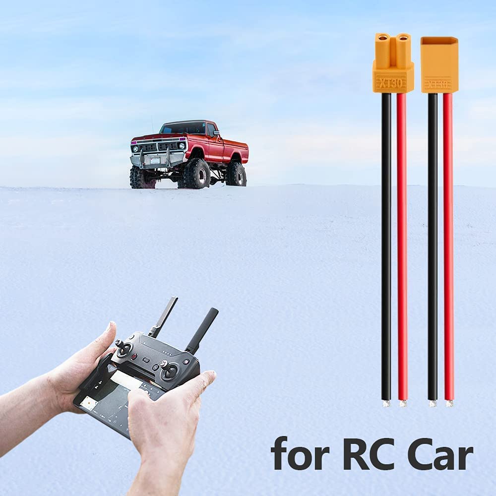 3 Paia XT30 Connettore ,Connettori Batteria Lipo, con Cavo di Silicone 100mm 16AWG RC Lipo FPV Drone.