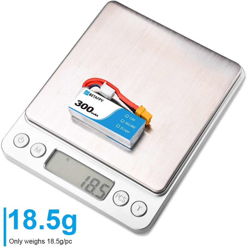 Lipo Batteria 7.4V 300mAh 45C 2S HV Batteria XT30 18AWG Filo di silicone per 2S Whoop.