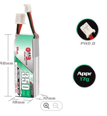 Gaoneng GNB 7.6 V 350MAH 70C 140C 2S HV PH2.0 Lipo Batteria per Emax TinyhawkS FPV Racing Drone.