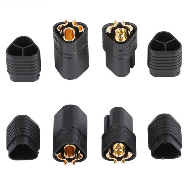 5 Paia di Connettori MT60 di Alta qualità, Spina 3.5mm Attacco ESC, Maschio-Femmina, connettori per batterie da modellismo RC Lipo, Colore Nero Metallo Nikel.