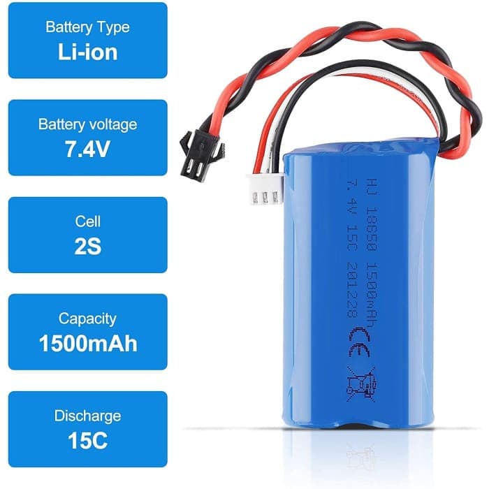 Batteria Lipo da 1500mAh 7.4V 2S per U12A S033G Q1 H101 con connettore SM-2P per Rc Giocattoli Barca Auto Drone.