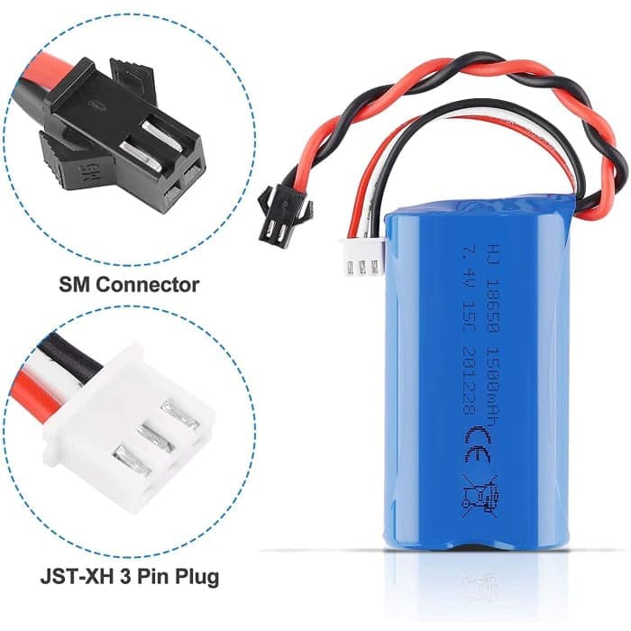Batteria Lipo da 1500mAh 7.4V 2S per U12A S033G Q1 H101 con connettore SM-2P per Rc Giocattoli Barca Auto Drone.