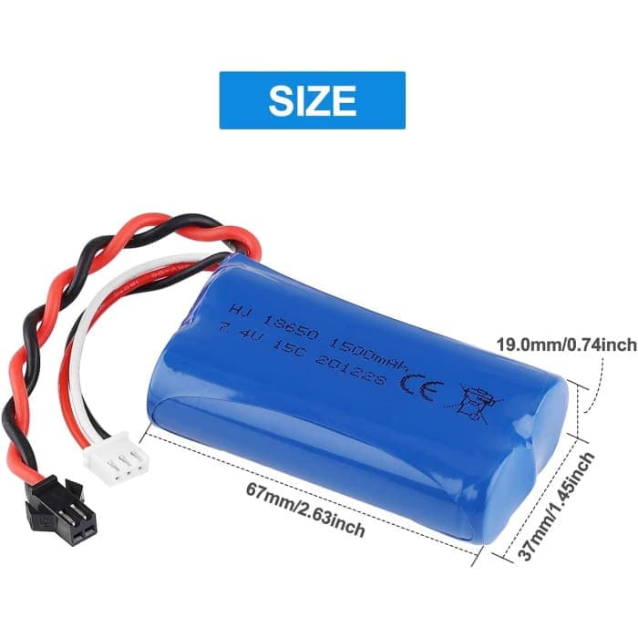 Batteria Lipo da 1500mAh 7.4V 2S per U12A S033G Q1 H101 con connettore SM-2P per Rc Giocattoli Barca Auto Drone.