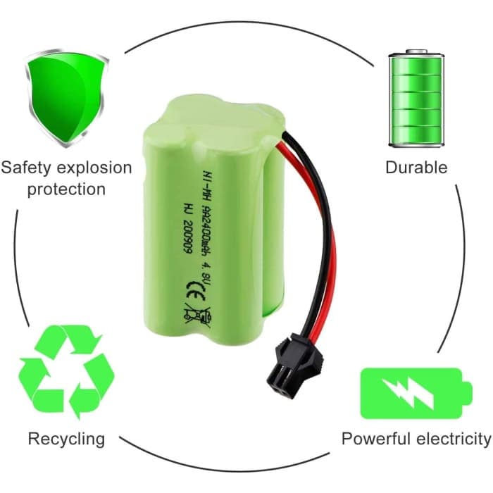Batteria 4.8V AA, pacco batteria Ni-MH ricaricabile 2400 mAh, spina SM 2P per HY800 F1 F3 RC Boat RC Bus con Cavo di ricarica USB SM 2P.