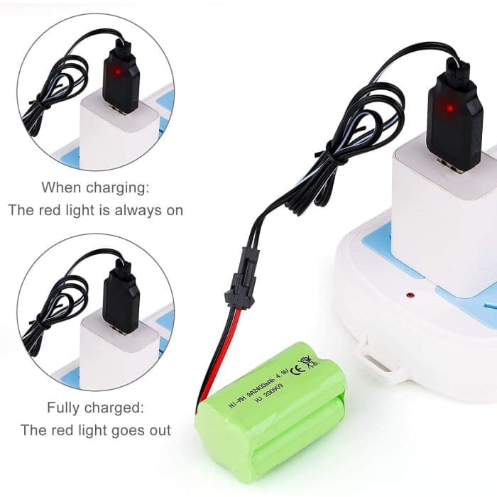 Batteria 4.8V AA, pacco batteria Ni-MH ricaricabile 2400 mAh, spina SM 2P per HY800 F1 F3 RC Boat RC Bus con Cavo di ricarica USB SM 2P.