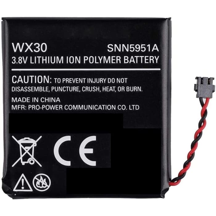 Batteria compatibile con Motorola Moto 360, WX30 smartwatch orologio bracciale fitness (240mAh, 3,7V, Li-Po).