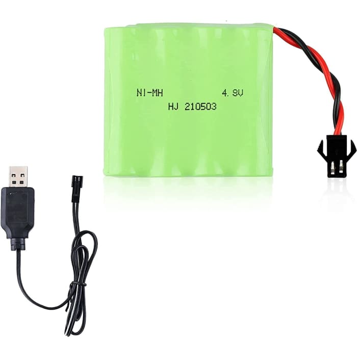 Batteria Ricaricabile 4.8V Ni-MH 1200mAh per Controllo Remoto Auto + Caricatore USB.