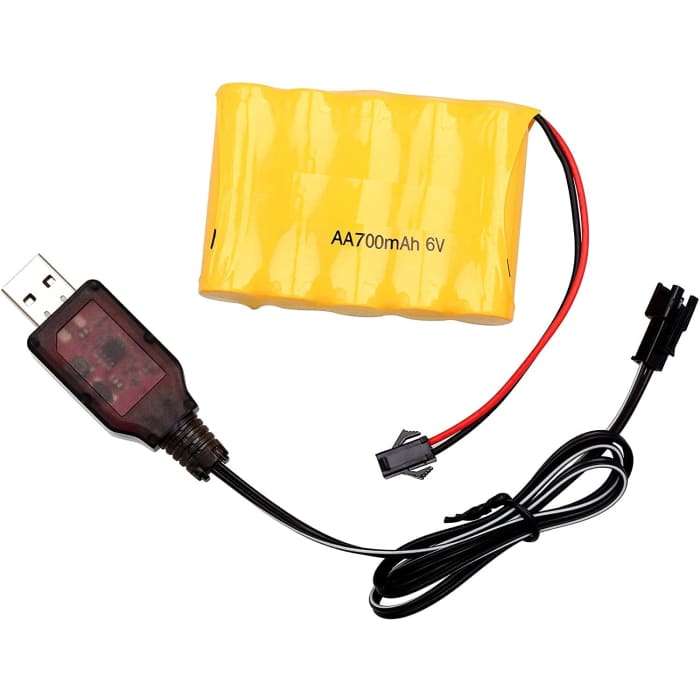Ricaricabili 6V 700mAh AA Ni-CD Batterie SM 2P Plug per Giocattoli Power Bank + Cavo USB.