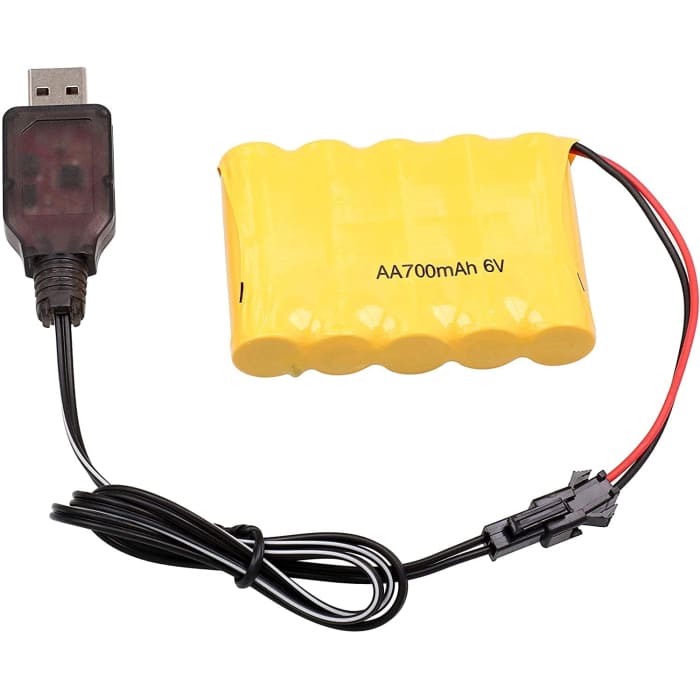 Ricaricabili 6V 700mAh AA Ni-CD Batterie SM 2P Plug per Giocattoli Power Bank + Cavo USB.