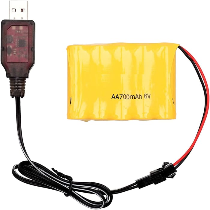 Ricaricabili 6V 700mAh AA Ni-CD Batterie SM 2P Plug per Giocattoli Power Bank + Cavo USB.