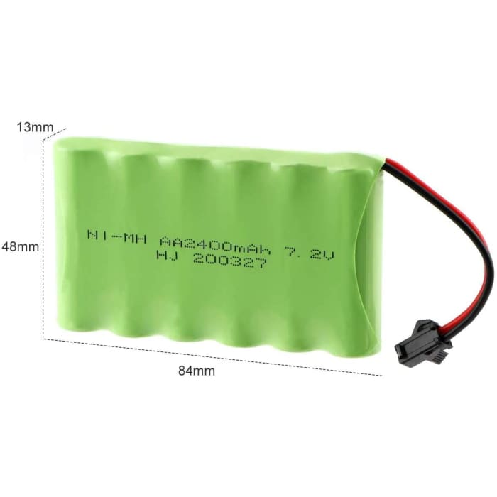 Batteria ricaricabile 7.2V 2400mAh Ni-MH AA con sm-2P 2Pin Plug e cavo caricabatterie USB per veicoli RC Truck Cars.