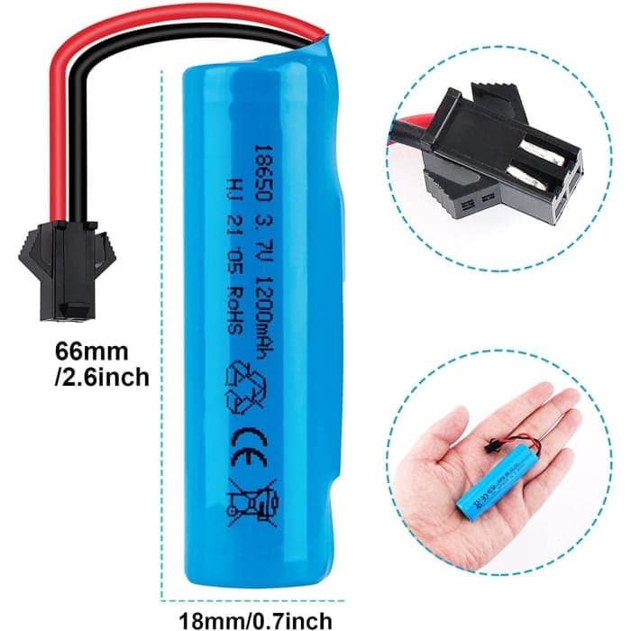 1 Pezzo Batteria Lipo 1S da 3.7V 1200mAh con Connettore SM Plug per RC Auto off Road Camion.