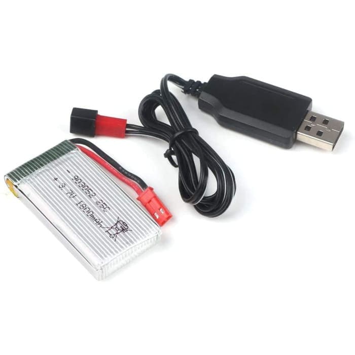 Batteria quadricottero, batteria li-po 3.7V 1800mAh 25C con spina JST e cavo di ricarica USB per JJRC H11D H11C HQ898B elicottero RC.
