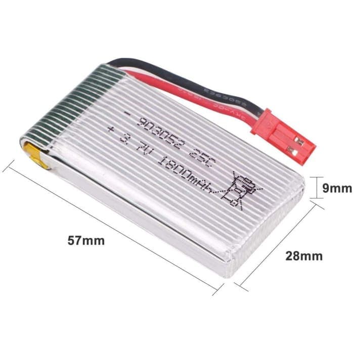 Batteria quadricottero, batteria li-po 3.7V 1800mAh 25C con spina JST e cavo di ricarica USB per JJRC H11D H11C HQ898B elicottero RC.