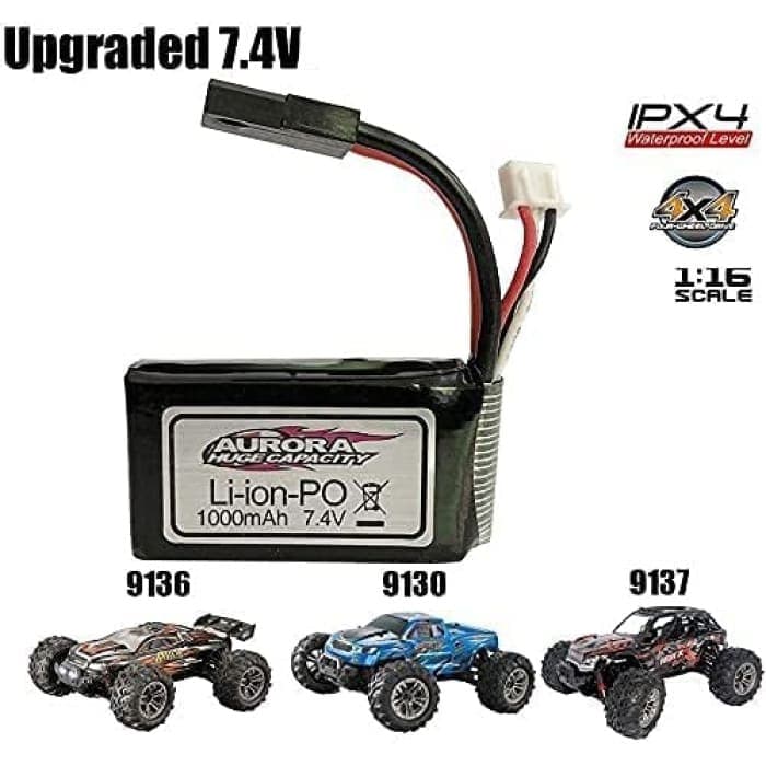 Batteria Lipo Ricaricabile 7.4V 1000mAh per 1/16 XLH 9130 9136 9137 Auto RC 4WD Camion Rocker Crawler.
