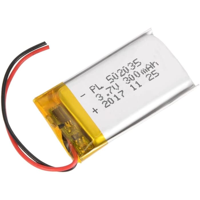 Batteria Lipo Ricaricabile 502035 (3.7v, 300mAh Lipo) per Cuffie Bluetooth, smart watch, POS, Strumenti medicali e altri dispositivi portatili..