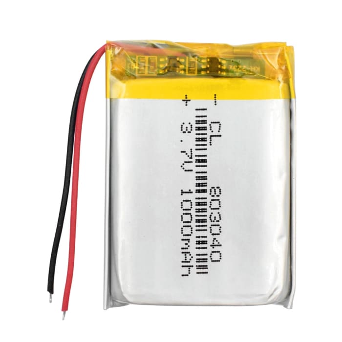 Batteria Lipo Ricaricabile 803040 (3.7v, 1000mAh Lipo) per Altoparlante, Bluetooth, GPS, PDA,.