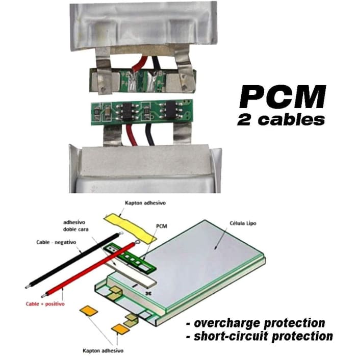 Batteria Lipo Ricaricabile 902030 (3.7v, 500mAh Lipo) per telefono portatile video mp3 mp4 luce LED.