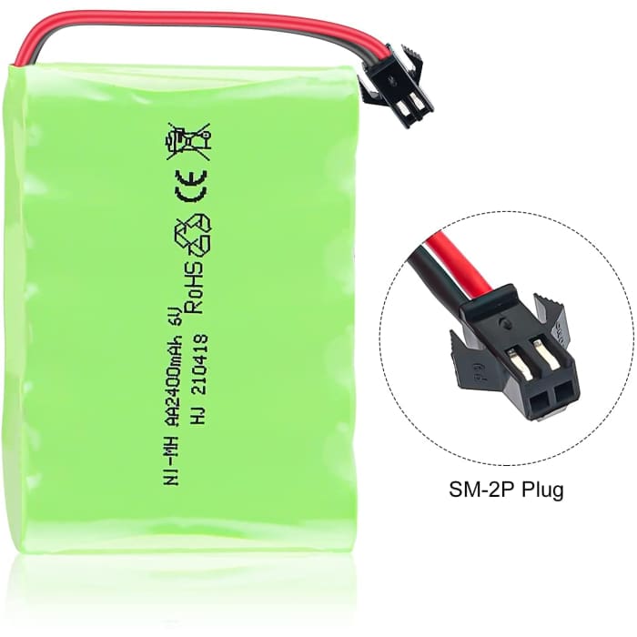 Batteria Ricaricabile 6V Ni-MH 2400 mAh per Controllo Remoto Auto.