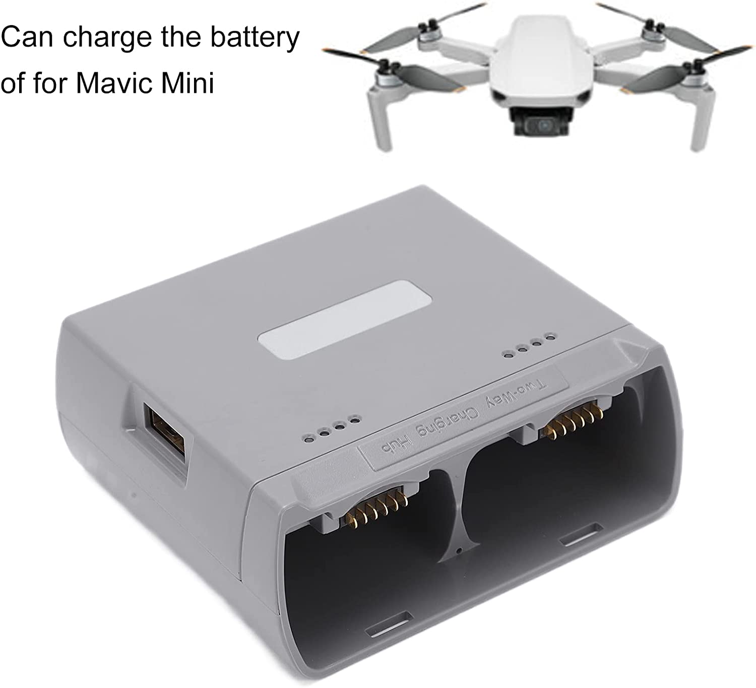 Caricabatteria compatibile con DJI Mini 2/Mini SE droni, hub di ricarica a due vie Batterie per droni Accessori per caricabatterie USB (grigio).