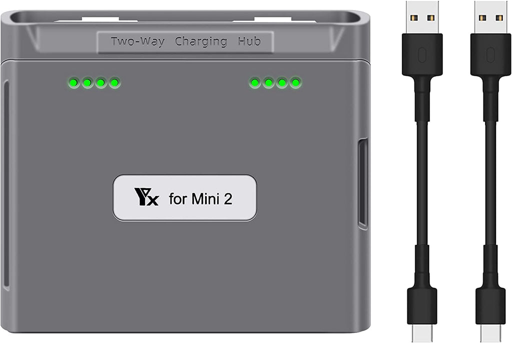 Caricabatteria compatibile con DJI Mini 2/Mini SE droni, hub di ricarica a due vie Batterie per droni Accessori per caricabatterie USB (grigio).