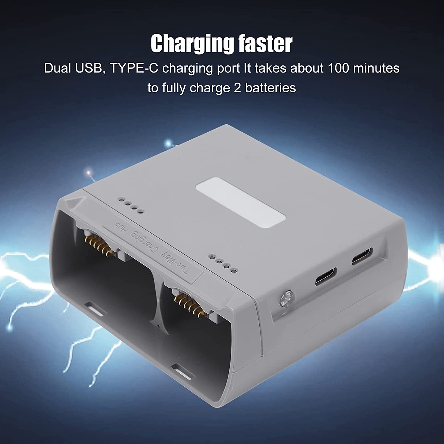 Caricabatteria compatibile con DJI Mini 2/Mini SE droni, hub di ricarica a due vie Batterie per droni Accessori per caricabatterie USB (grigio).