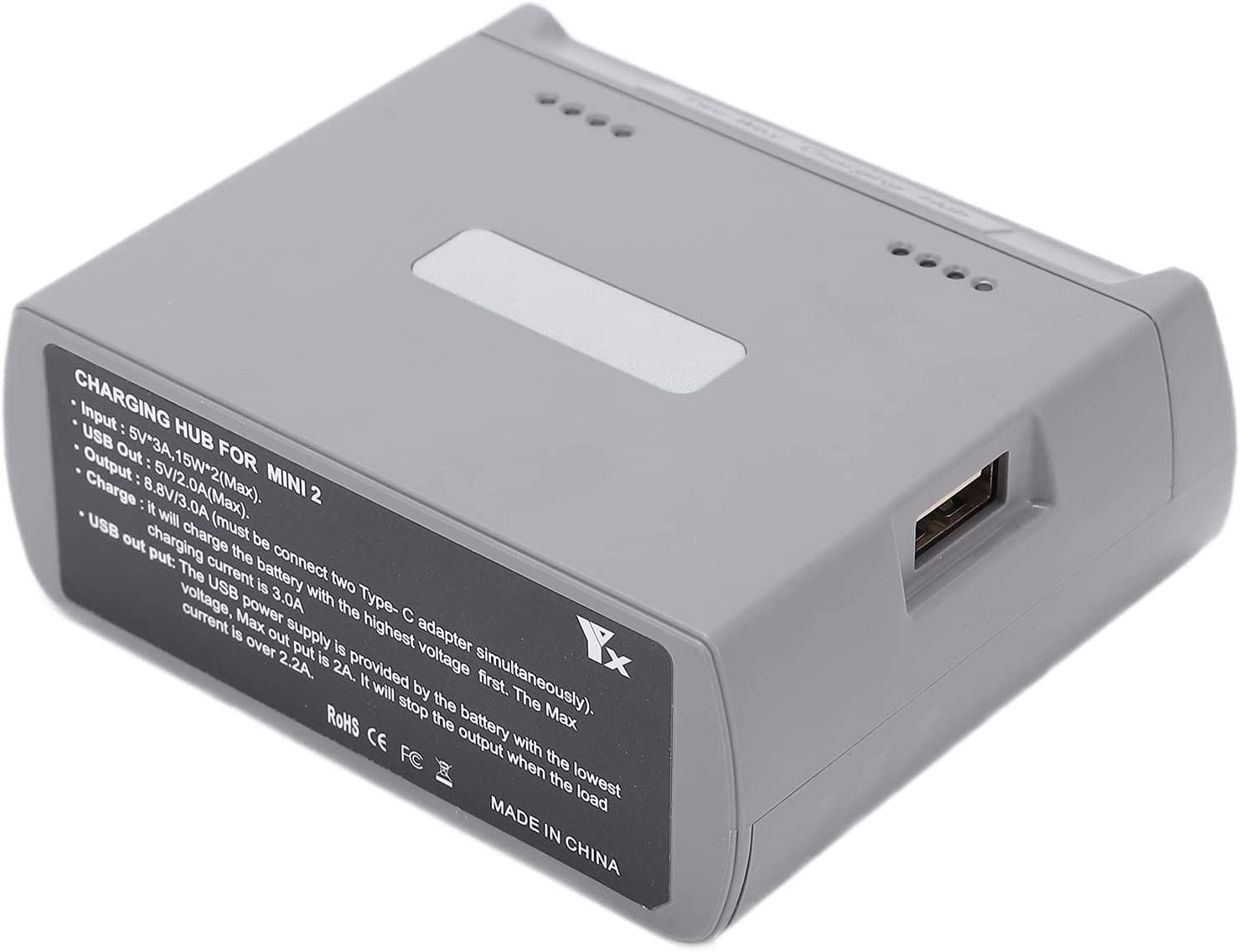 Caricabatteria compatibile con DJI Mini 2/Mini SE droni, hub di ricarica a due vie Batterie per droni Accessori per caricabatterie USB (grigio).