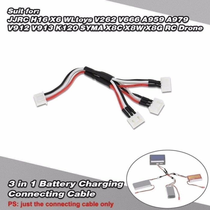 Cavo 3 in 1 carica batterie da 7.4V 2S per RC Droni Quadricotteri JJRC H16 X6 WLtoys V262 V666 A959 A979 V912 V913 K120 SYMA X8C X8W X8G.