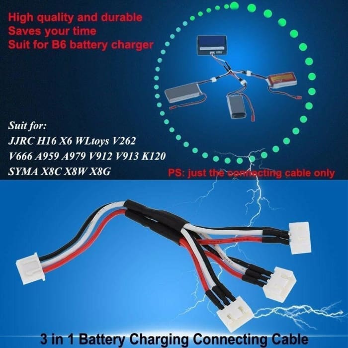 Cavo 3 in 1 carica batterie da 7.4V 2S per RC Droni Quadricotteri JJRC H16 X6 WLtoys V262 V666 A959 A979 V912 V913 K120 SYMA X8C X8W X8G.