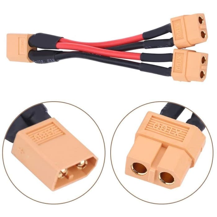 XT60 Connettore A Spina Cavo Adattatore per Connettore per Batteria Parallela 14Awg Cavo per Rc Lipo(1 Femmina a 2 Maschi).
