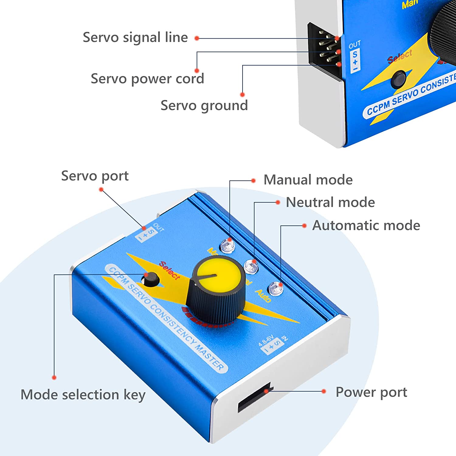 Digital Servo Tester DC 4.8V-6V RC Custodia in Alluminio Multifunzione Servo Controller CCPM Test per ESC Servo Motore.