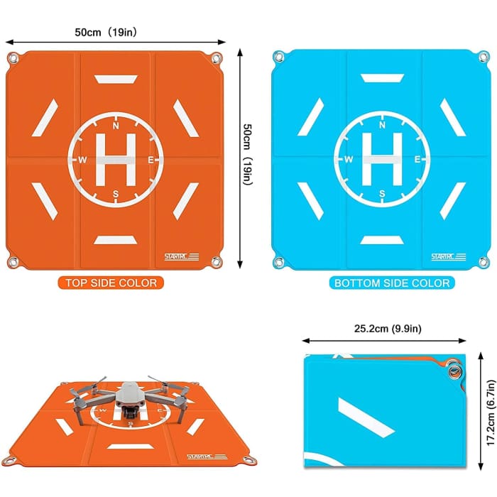 Drone Landing Pad 50cm Portatile Universale Pieghevole Veloce Helipad Tappeto di atterraggio per DJI Air 2S / Mavic Mini 2 / Mavic Air 2 / Mavic 2 /FIMI X8SE /DJI FPV Drone.