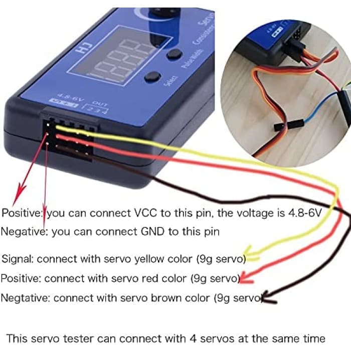 HJ Digital Servo, ESC Regolatore di velocità del Tester di consistenza (3 modalità, Controllo Sincronizzato dell'uscita 4 servi) per RC.
