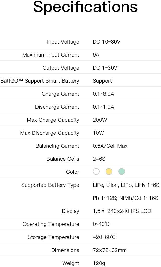 ISDT Q6 Nano Caricatore Lipo 8A 200W DC 2-6S modellismo hobby RC LCD Digital Li-Po Li-Hv Li-Ion Li-Fe NiMH Ni-Cd Pb.
