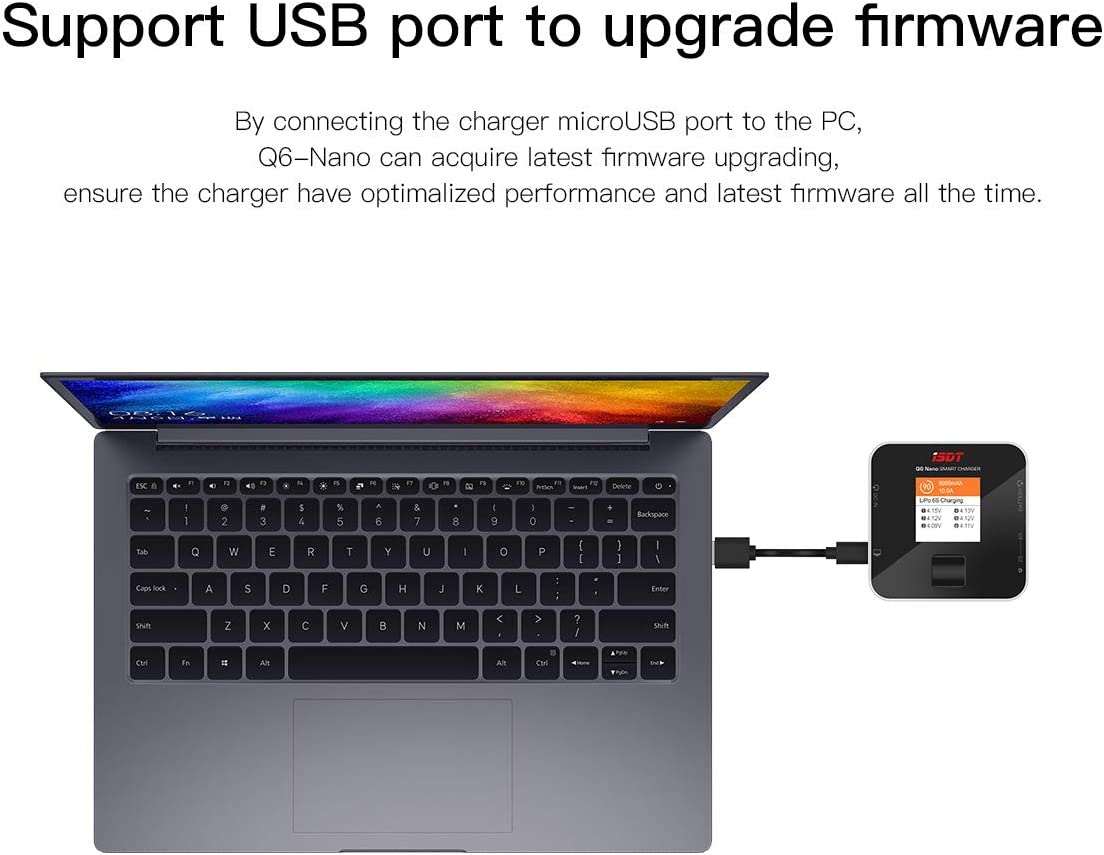 ISDT Q6 Nano Caricatore Lipo 8A 200W DC 2-6S modellismo hobby RC LCD Digital Li-Po Li-Hv Li-Ion Li-Fe NiMH Ni-Cd Pb.