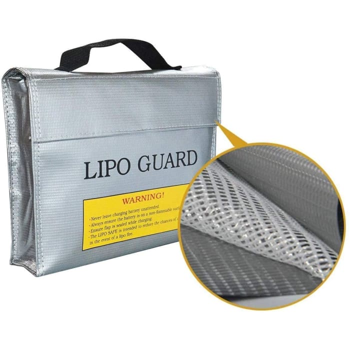 Bag Borsa ignifuga Ideale per caricare batterie Lipo Resistente al Fuoco (Misura mm 240 x 64 x 180).
