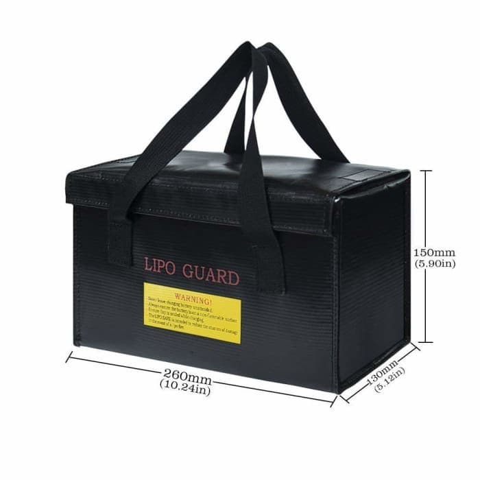 Lipo Bag Borsa ignifuga Ideale per caricare batterie Lipo Resistente al Fuoco Misure cm 26 x 13 x 15 Colore Nero.