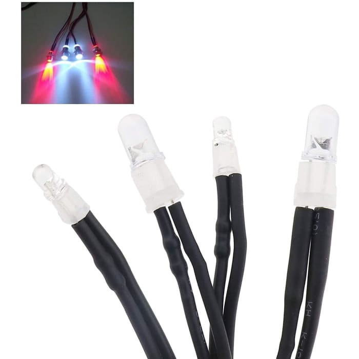 Luci LED Bianche, 5mm Rosse, 2 Pezzi da 3mm Blu Lunghezza Cm 72.