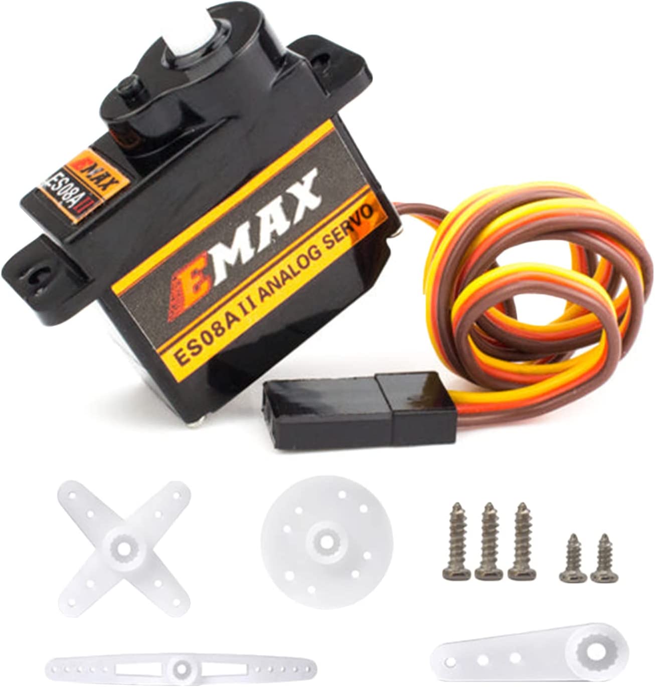 Servo analogico con ingranaggi in plastica EMax ES08A II 8.6g con kit staffa braccio 15T per pezzi di ricambio per modelli di auto Axial SCX24 RC.