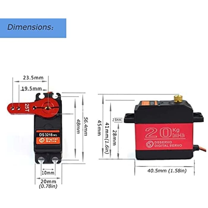Servo DS3120MG Digitale servo 20KG per Auto RC (180°).