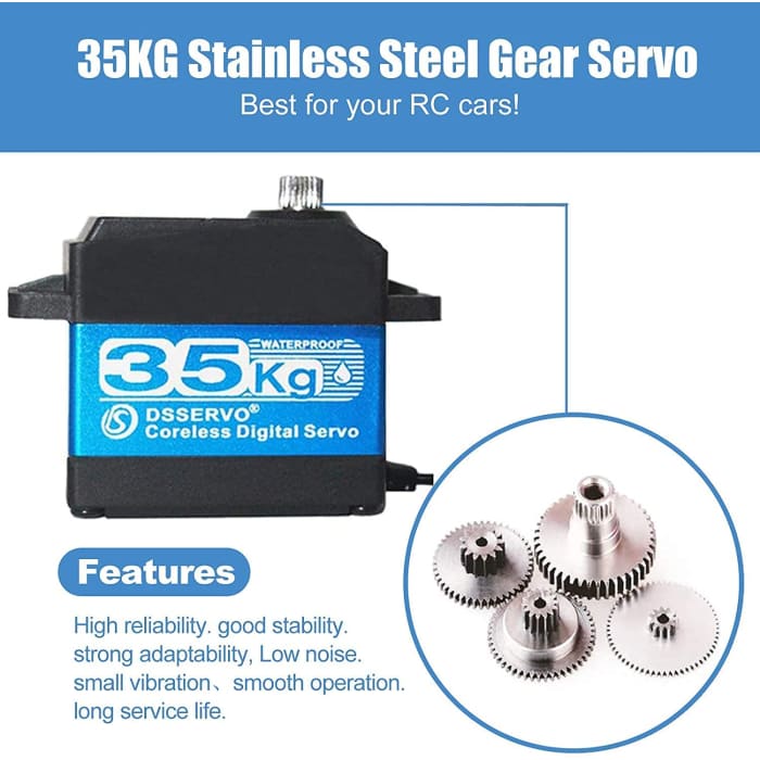 35KG Servomotore Digitale Coreless Ingranaggio in Acciaio Inossidabile 7.4V Coppia Elevata Impermeabile DS3235 con Braccio servo 25T per Robot per Auto RC (180 °).