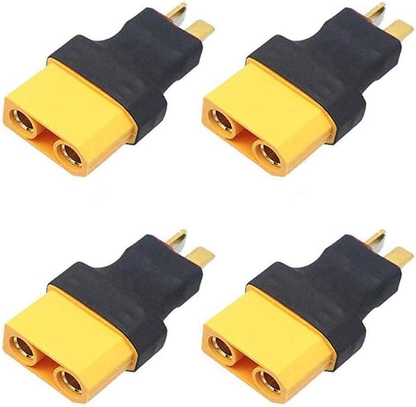 Set of 4 Adapters - Female XT90 to Male T Deans Connector, Ideal for RC Car, Airplanes and Lipo ESC Batteries - Wireless
