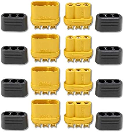 5 Pairs of High Quality MR60 Connectors, Male-Female with Protective Sheath , Model RC Lipo Battery Connectors