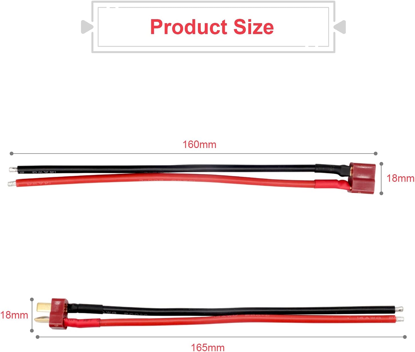2 Pieces XT60 Parallel Male to 2 Female and Female to 2 Male 14AWG Cable | RC Lipo Battery Adapters | Drones, Cars, Airplanes, Model Builders