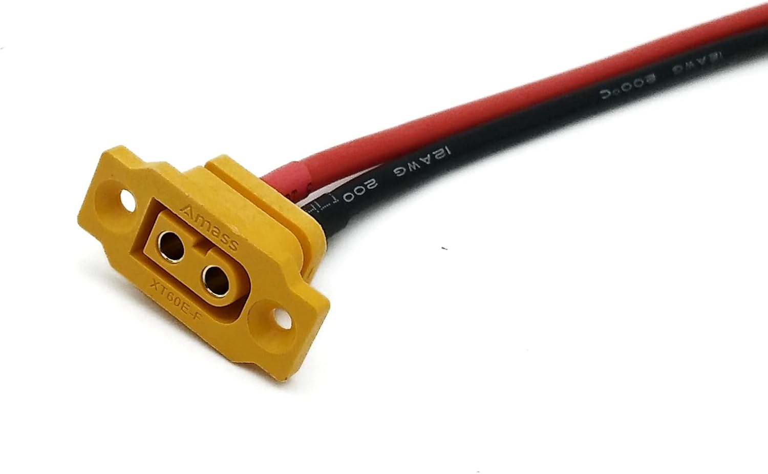 2 Pezzi Connettori XT60E-F da Pannello con Cavo 20 cm 12AWG in Silicone – Connettore XT60 di Montaggio per Batterie Lipo RC, Droni FPV, Auto, Aerei ed Elicotteri