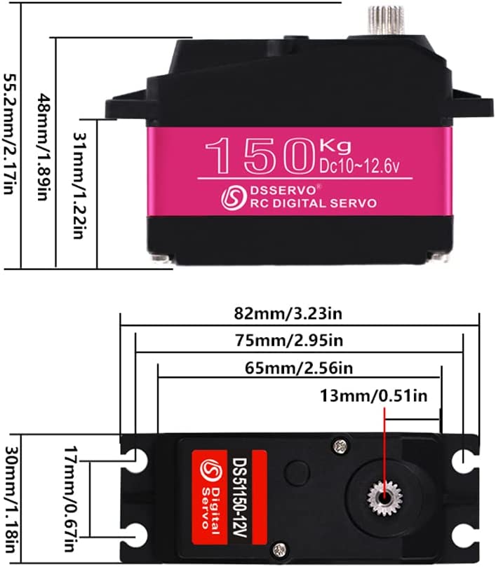 Tbest Servo Digitale DS51150 150 Kg In Metallo Impermeabile Per Auto RC 1/5, Con Bracci In Alluminio E Plastica